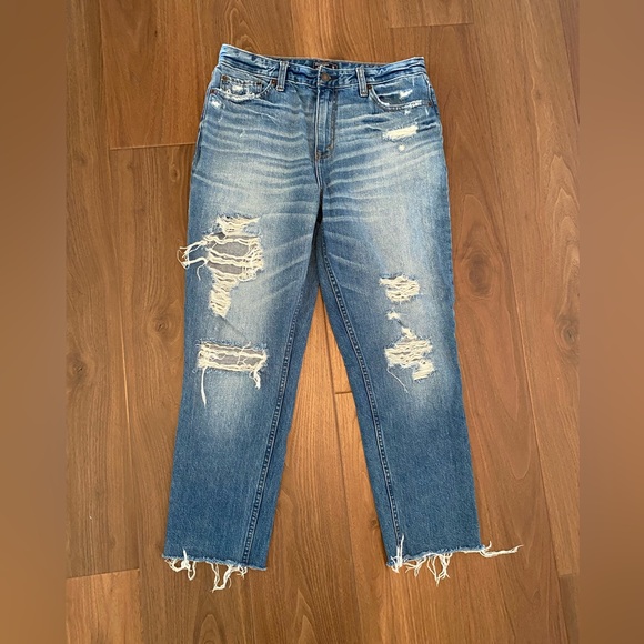 Abercrombie & Fitch distressed Annie high rise girlfriend Ankle Jeans size 29 8R - Picture 1 of 3